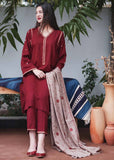 3 Piece Unstitched Heavy Embroidered Dhanak Wool Suit With Heavy Embroidered Dhanak Wool Shawl BR-1110