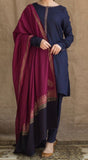 3 Piece Unstitched Heavy Embroidered Dhanak Wool Suit With Digital Printed Dhanak Wool Shawl AJ-1115