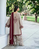3 Piece Unstitched Heavy Embroidered Lawn Suit ( Embroidered Lawn Dupatta )KD-910