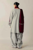 3 Piece Unstitched Heavy Embroidered Dhanak Suit ( Plain Dyed Dhanak Shawl )