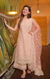 3 Piece Unstitched Heavy Embroidered Pure Lawn Suit with Heavy Embroidered Organza Dupatta LM54