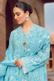 3 Piece Unstitched Heavy Embroidered Pure Lawn Suit with Heavy Embroidered Chiffon Dupatta BR 08