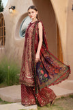 3 Piece Unstitched Embroidered Lawn Suit with Printed Lawn Dupatta MB478