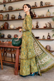 3 Piece Unstitched Embroidered Lawn Suit with Printed Lawn Dupatta MB456