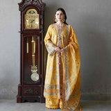 3 Piece Unstitched Heavy Embroidered Pure Lawn Suit with Heavy Embroidered Organza Dupatta SP2510
