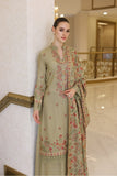 3 Piece Unstitched Heavy Embroidered Dhanak Suit with Heavy Embroidered Dhanak Wool Shawl BR-955