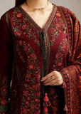 3 Piece Unstitched Heavy Embroidered Dhanak Suit with Printed Woolen Shawl HR-730