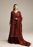 3 Piece Unstitched Heavy Embroidered Dhanak Suit with Printed Woolen Shawl HR-730