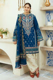 3 Piece Unstitched Heavy Embroidered Dhanak Suit with Printed Woolen Shawl ZS50 D
