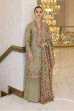 3 Piece Unstitched Heavy Embroidered Dhanak Suit with Heavy Embroidered Dhanak Wool Shawl BR-955