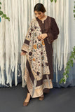 3 Piece Unstitched Heavy Embroidered Dhanak Suit with Printed Woolen Shawl BR-845B